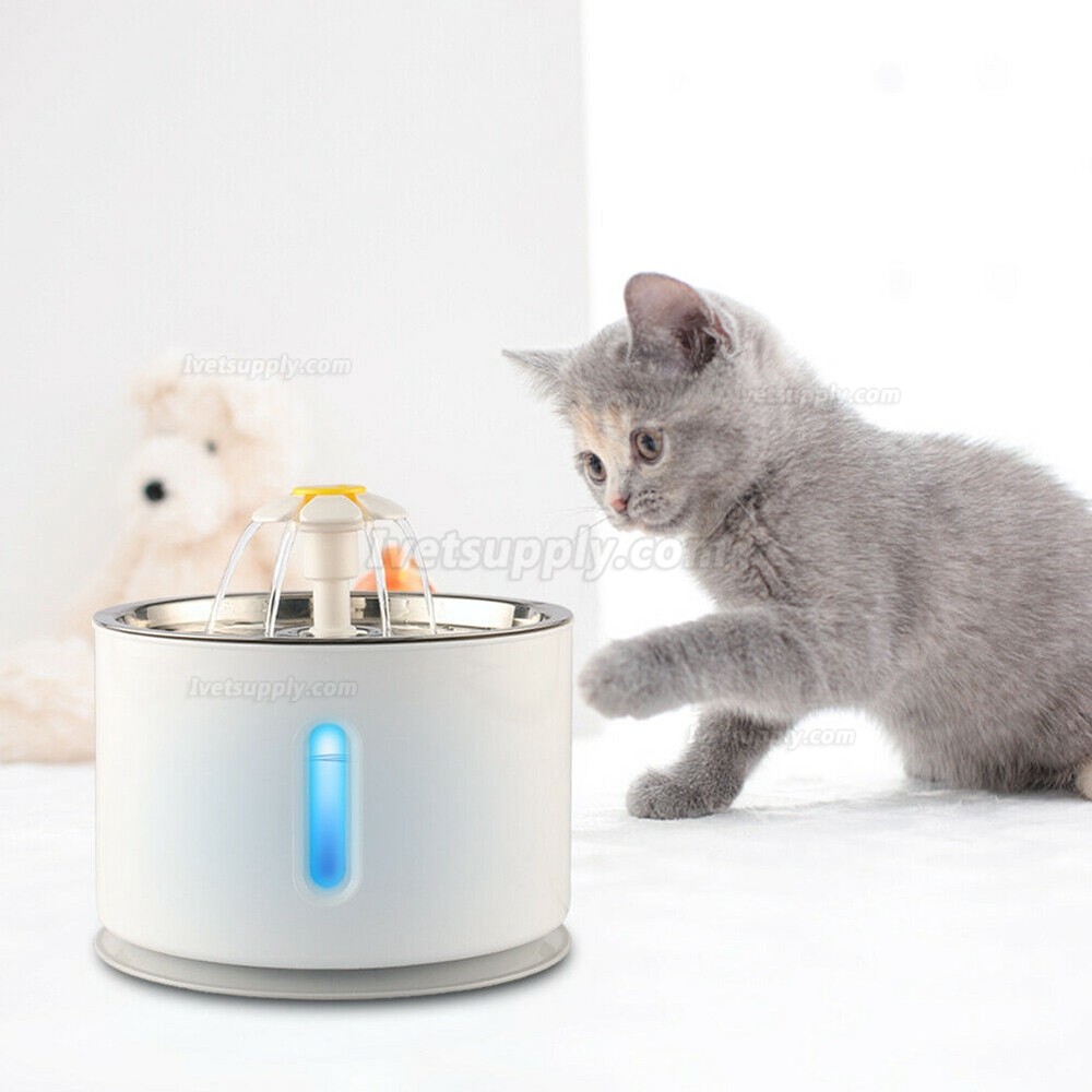 2.4L Automatic Electric Pet Water Fountain Cat Dog Drinking Dispenser +3 Filters